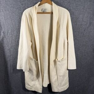 Vintage Hand Knit Cardigan Sweater  Open Front Oversized Cabin Cozy Minimalist M